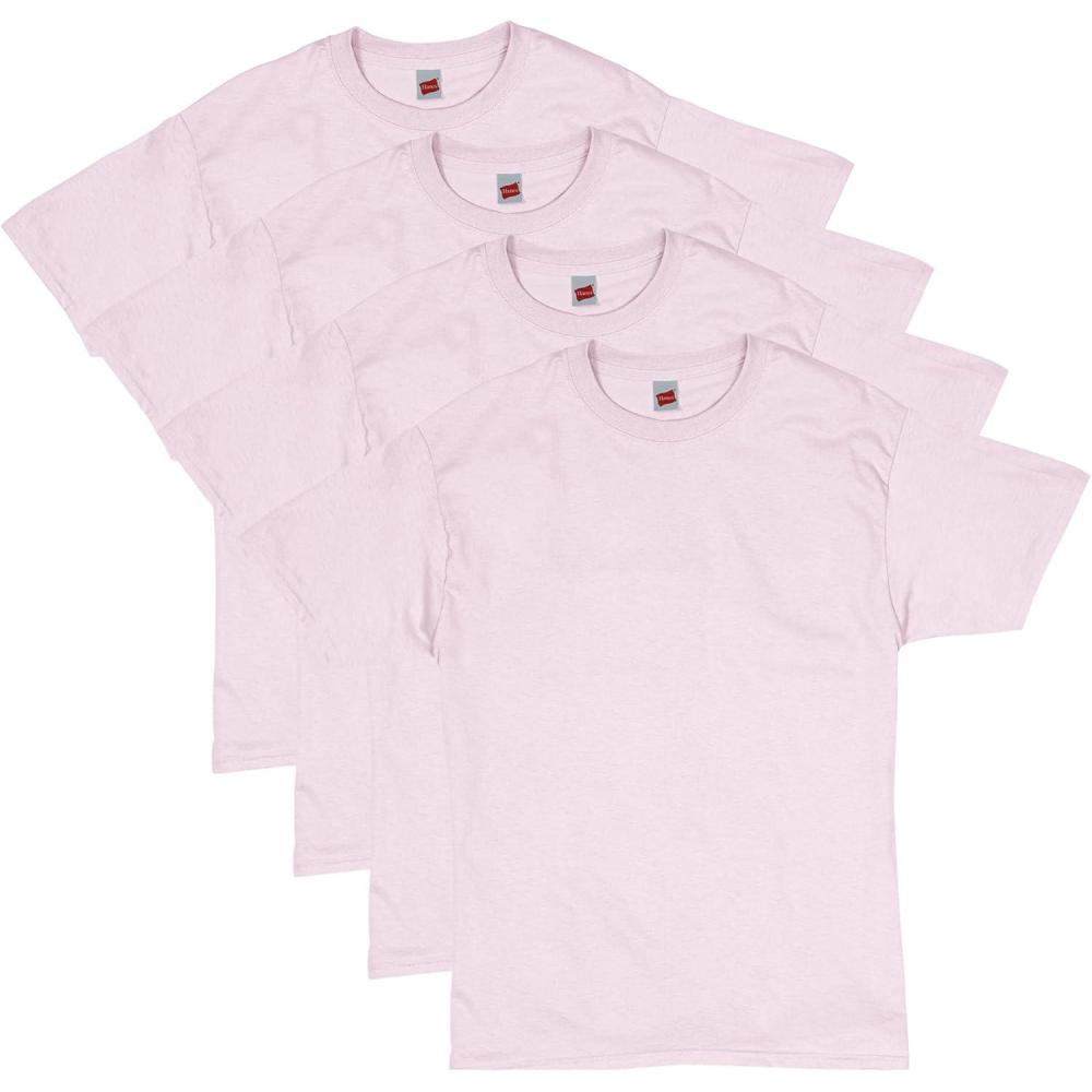 imageHanes Mens Essentials Tshirt 4 and 6 Packs ComfortSoft Tee Cotton Shirt for MenPale Pink 4 Pack