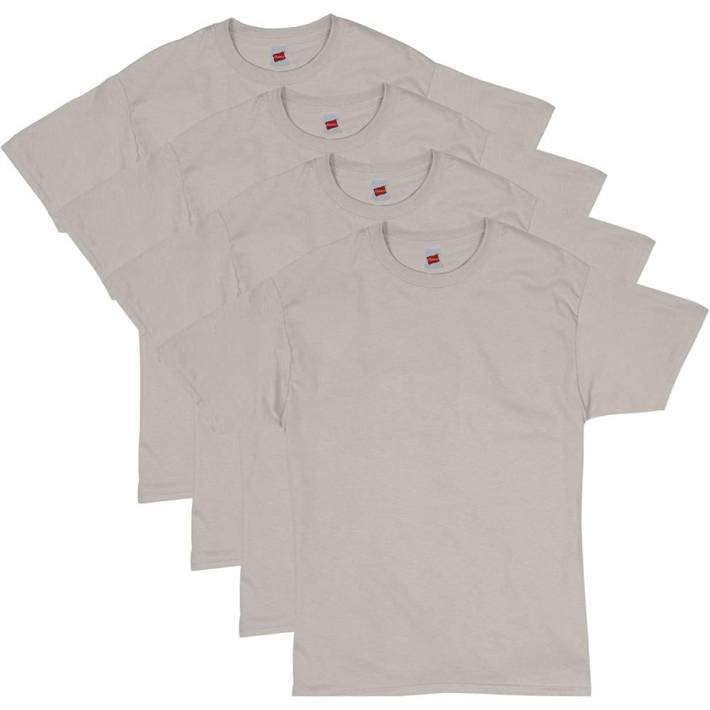 imageHanes Mens Essentials Tshirt 4 and 6 Packs ComfortSoft Tee Cotton Shirt for MenSand 4 Pack