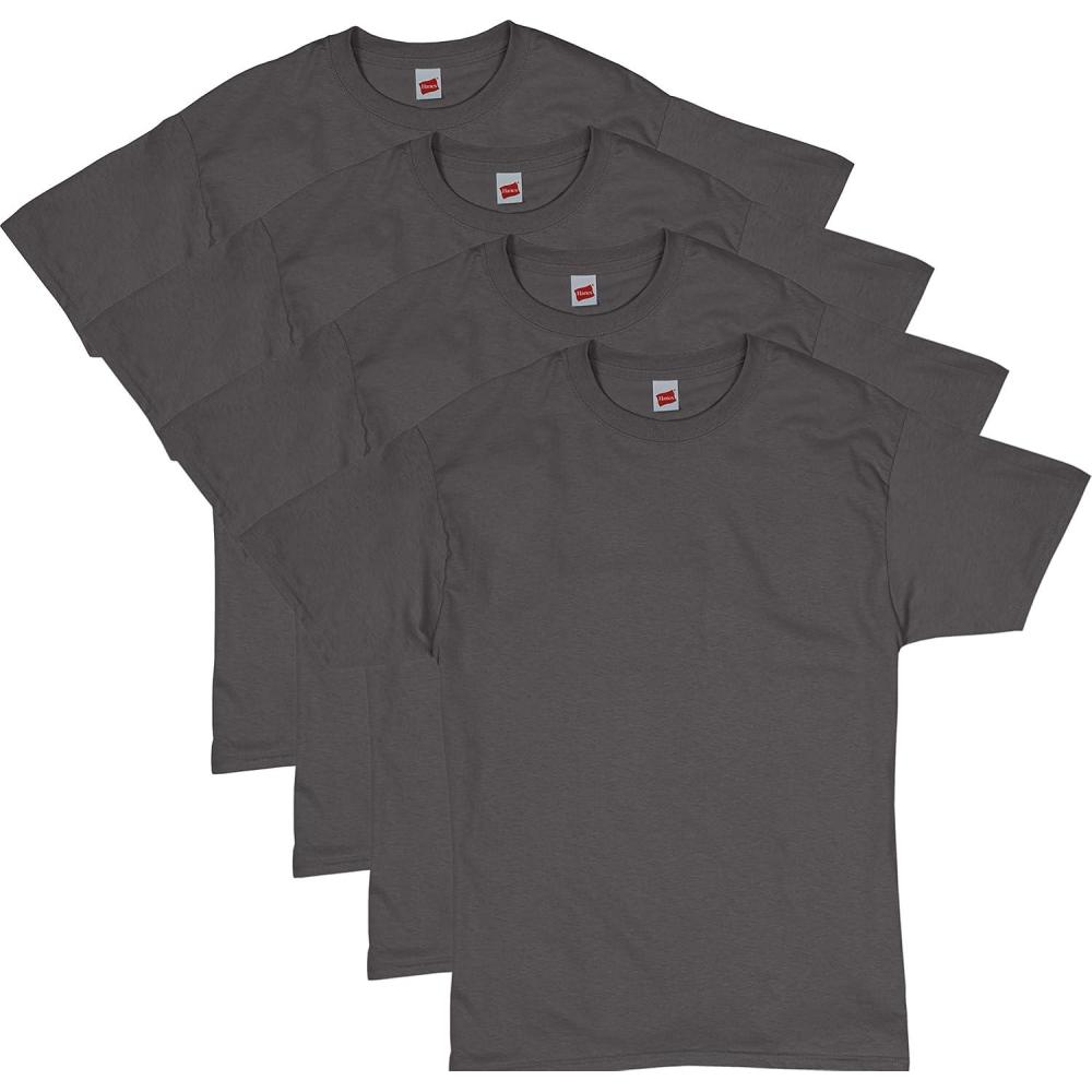 imageHanes Mens Essentials Tshirt 4 and 6 Packs ComfortSoft Tee Cotton Shirt for MenSmoke Gray 4 Pack