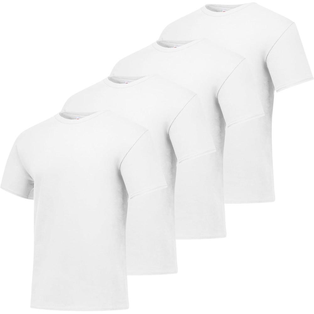 imageHanes Mens Essentials Tshirt 4 and 6 Packs ComfortSoft Tee Cotton Shirt for MenWhite  4 Pack
