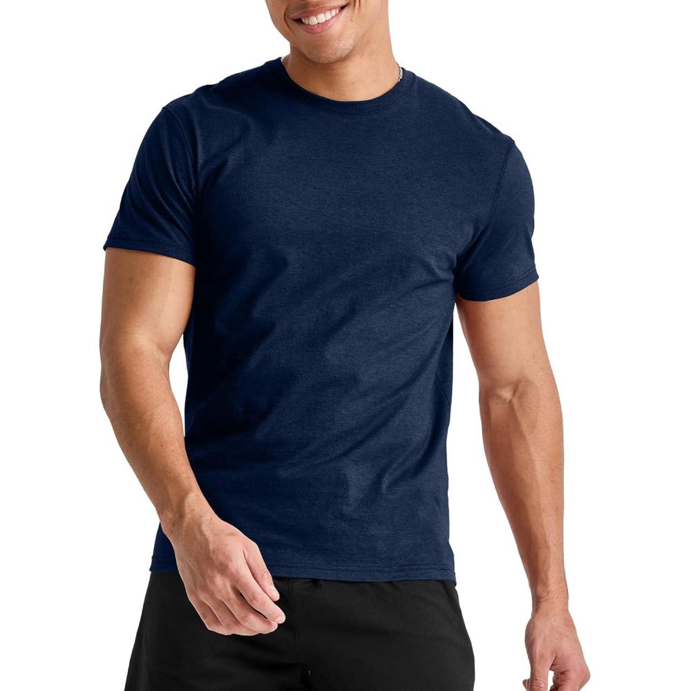 imageHanes Mens Originals Lightweight TShirt Crewneck TShirts for Men TriBlend Tee Available in TallNavy Triblend