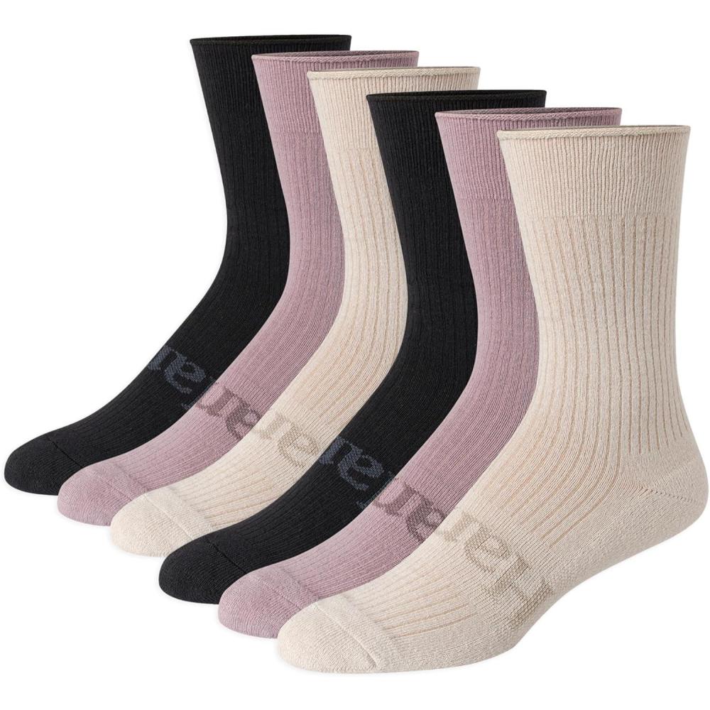 imageHanes Mens Originals Supersoft Crew Socks Stretch Crew Socks For Men 612 6PairsBeigeBlackStone Gray