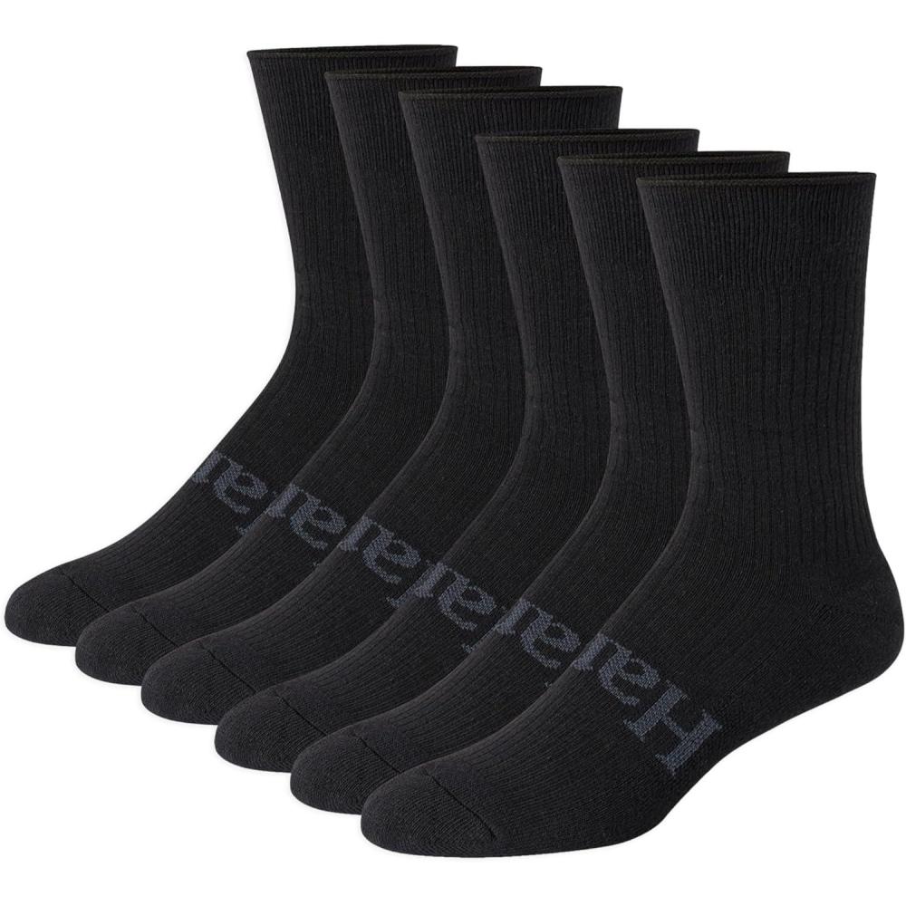 imageHanes Mens Originals Supersoft Crew Socks Stretch Crew Socks For Men 612 6PairsBlack