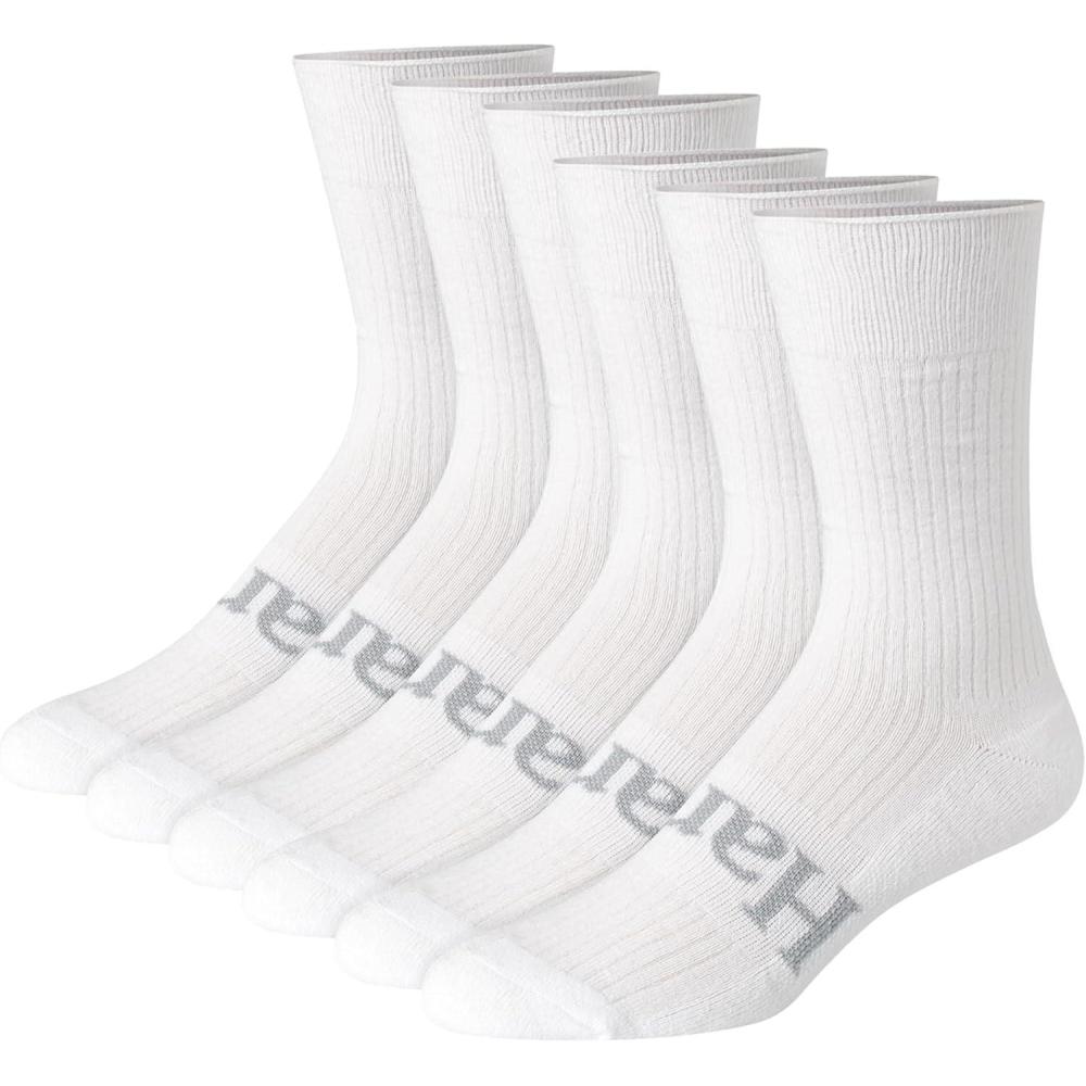 imageHanes Mens Originals Supersoft Crew Socks Stretch Crew Socks For Men 612 6PairsWhite