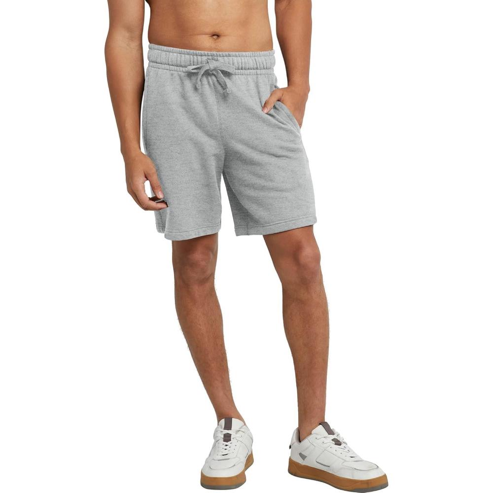 imageHanes Mens Originals Sweat Shorts Midweight Fleece Shorts with Pockets 8quotLight Steel