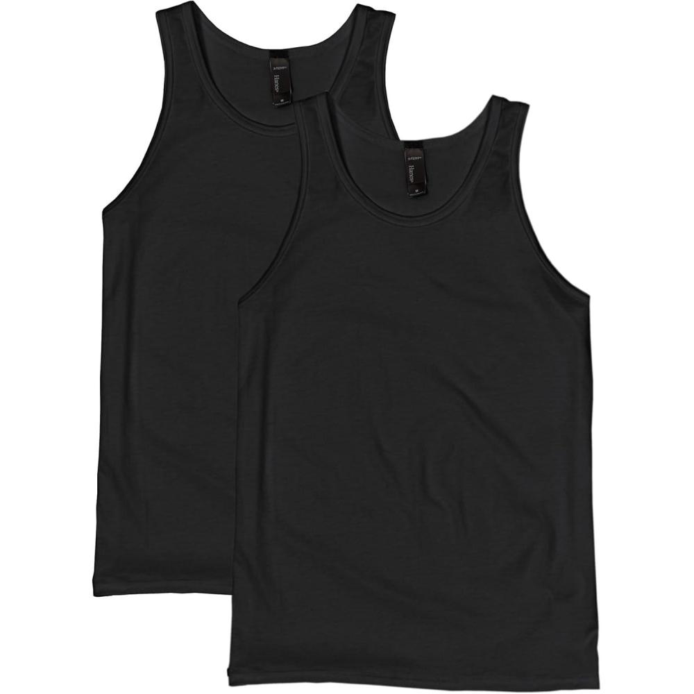 imageHanes Mens Performance Tank XTemp MoistureWicking Tank Top Solid Colors 2PackBlack