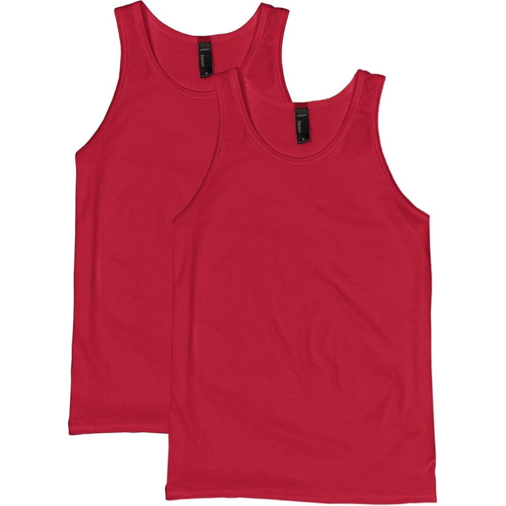 imageHanes Mens Performance Tank XTemp MoistureWicking Tank Top Solid Colors 2PackDeep Red
