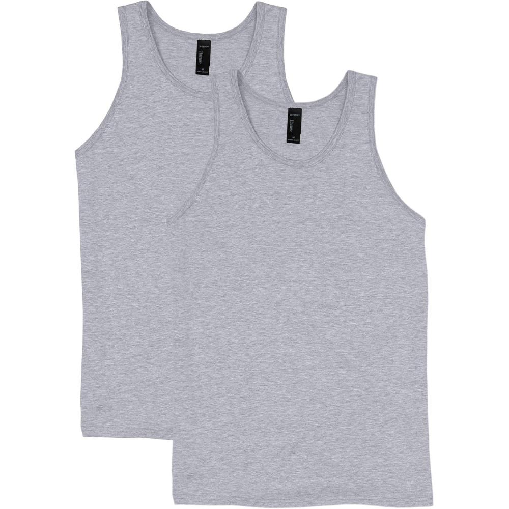 imageHanes Mens Performance Tank XTemp MoistureWicking Tank Top Solid Colors 2PackLight Steel