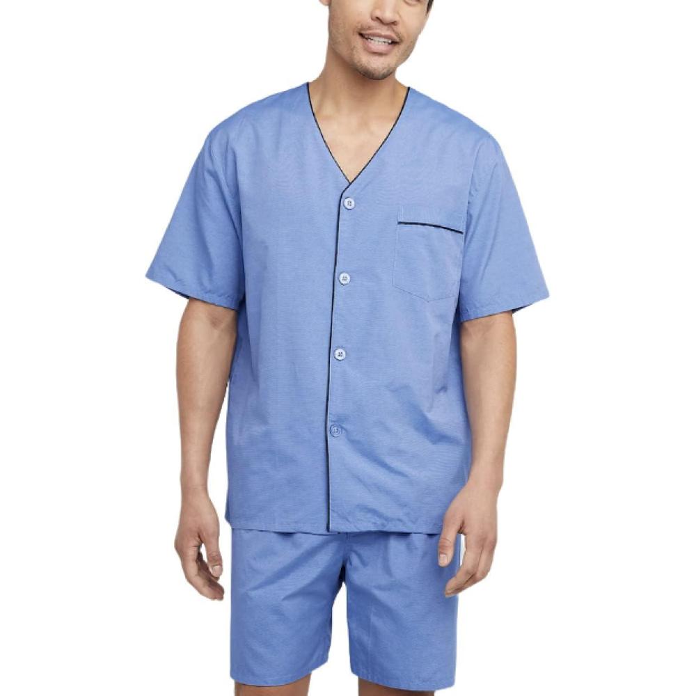 imageHanes Mens Short Sleeve Nightwear Pajama Short PJ Set Pijama de Dos Piezas para HombreBlue