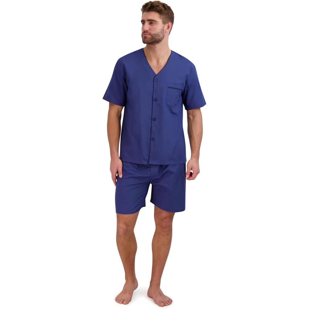 imageHanes Mens Short Sleeve Nightwear Pajama Short PJ Set Pijama de Dos Piezas para HombreNavy Heather