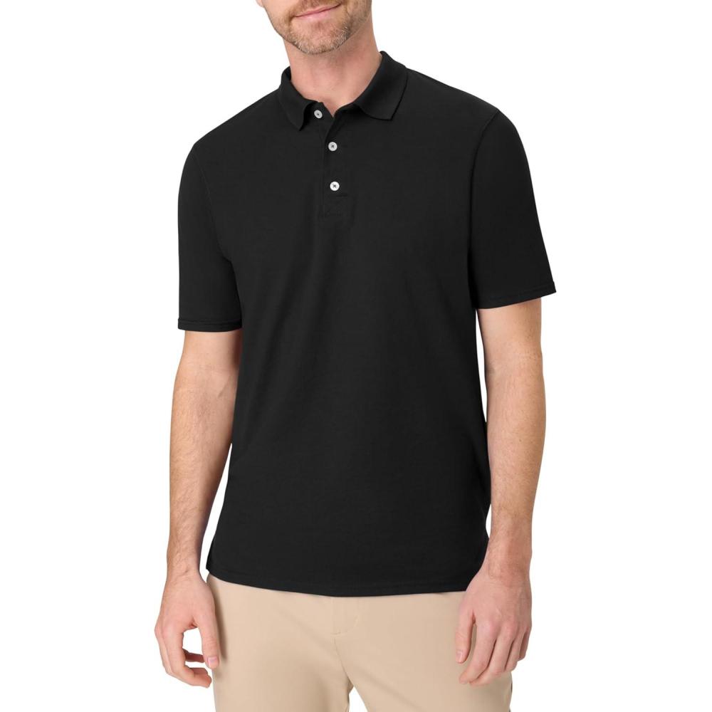 imageHanes Mens Short Sleeve XTemp Performance PoloBlack