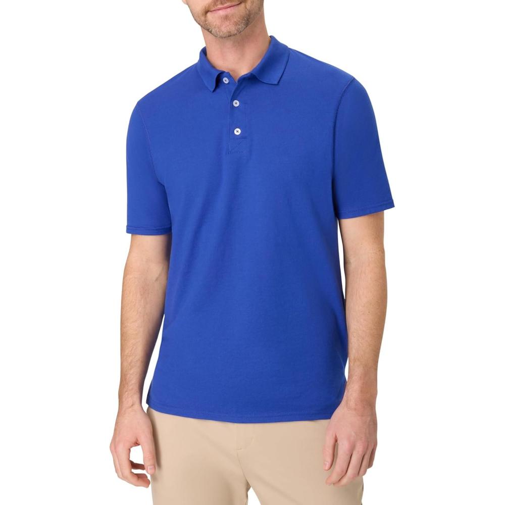 imageHanes Mens Short Sleeve XTemp Performance PoloDeep Royal