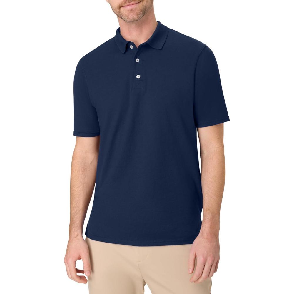 imageHanes Mens Short Sleeve XTemp Performance PoloNavy