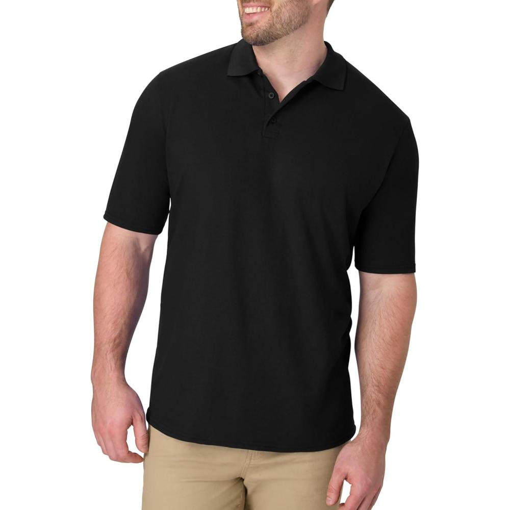 imageHanes Mens XTemp Short Sleeve Polo Shirt Midweight Mens ShirtBlack