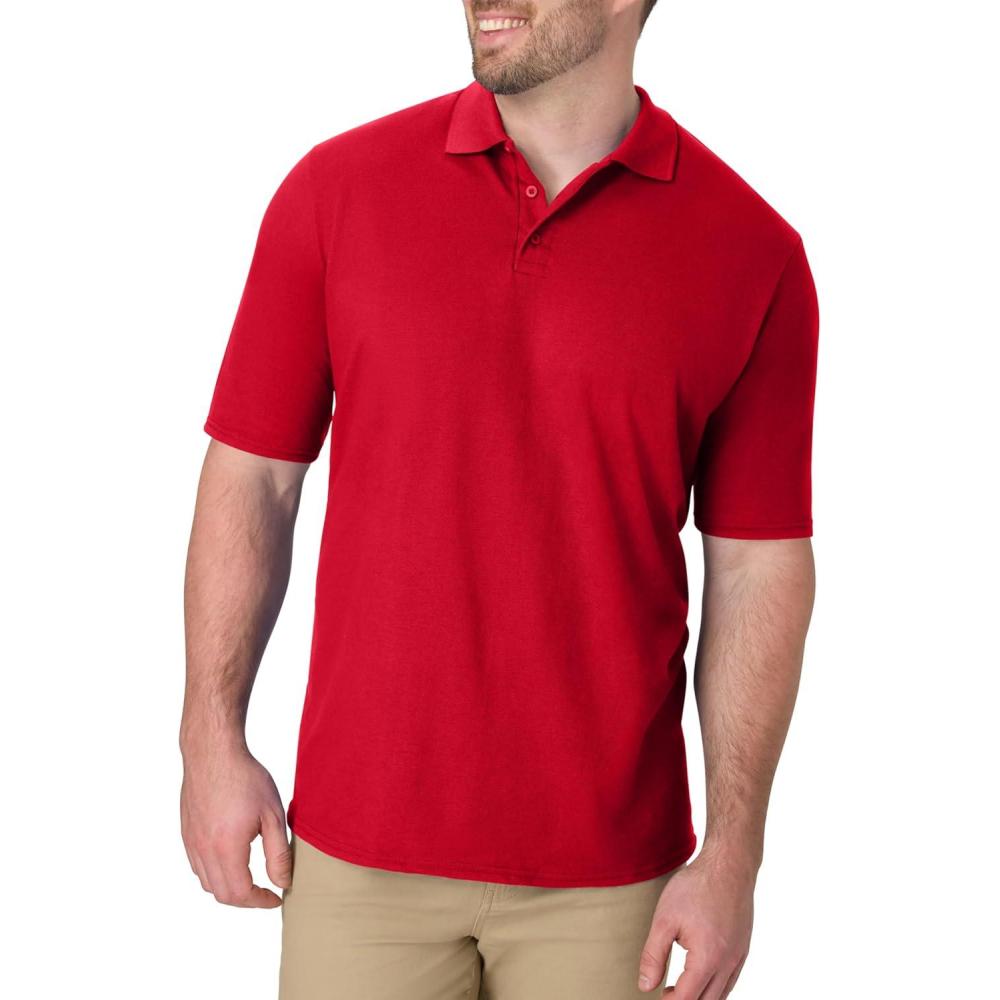 imageHanes Mens XTemp Short Sleeve Polo Shirt Midweight Mens ShirtDeep Red