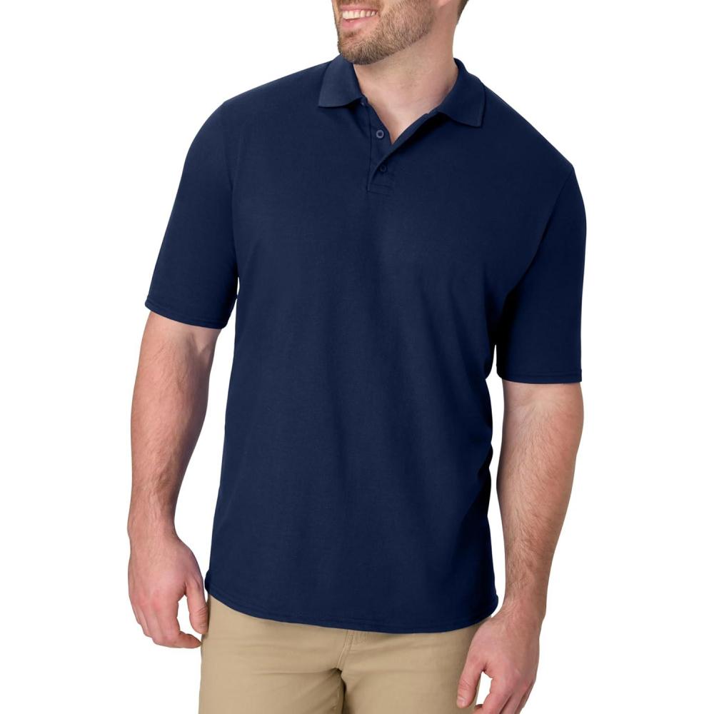 imageHanes Mens XTemp Short Sleeve Polo Shirt Midweight Mens ShirtNavy