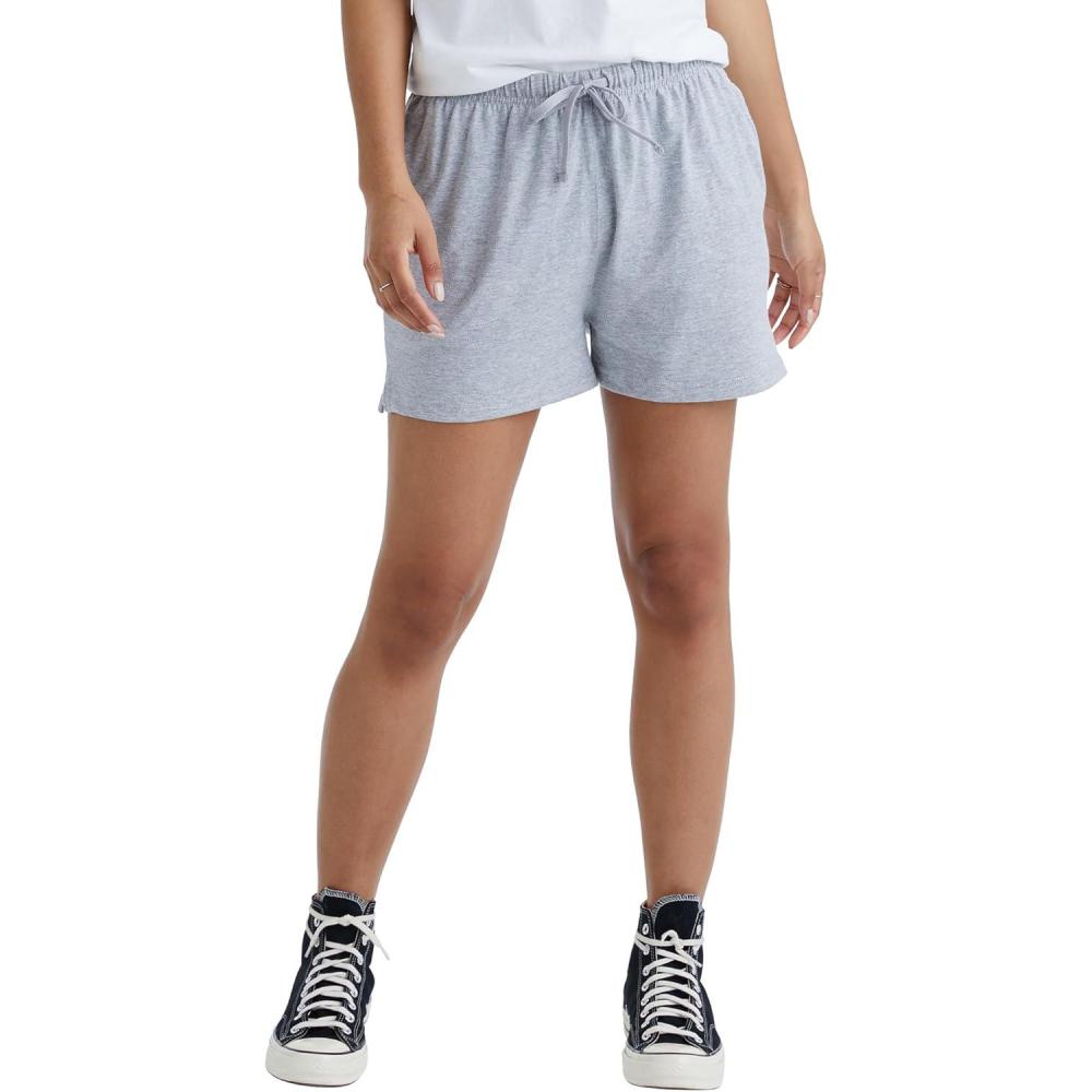 imageHanes Originals Cotton Jersey Gym Shorts for Women 25quot PlusLight Steel