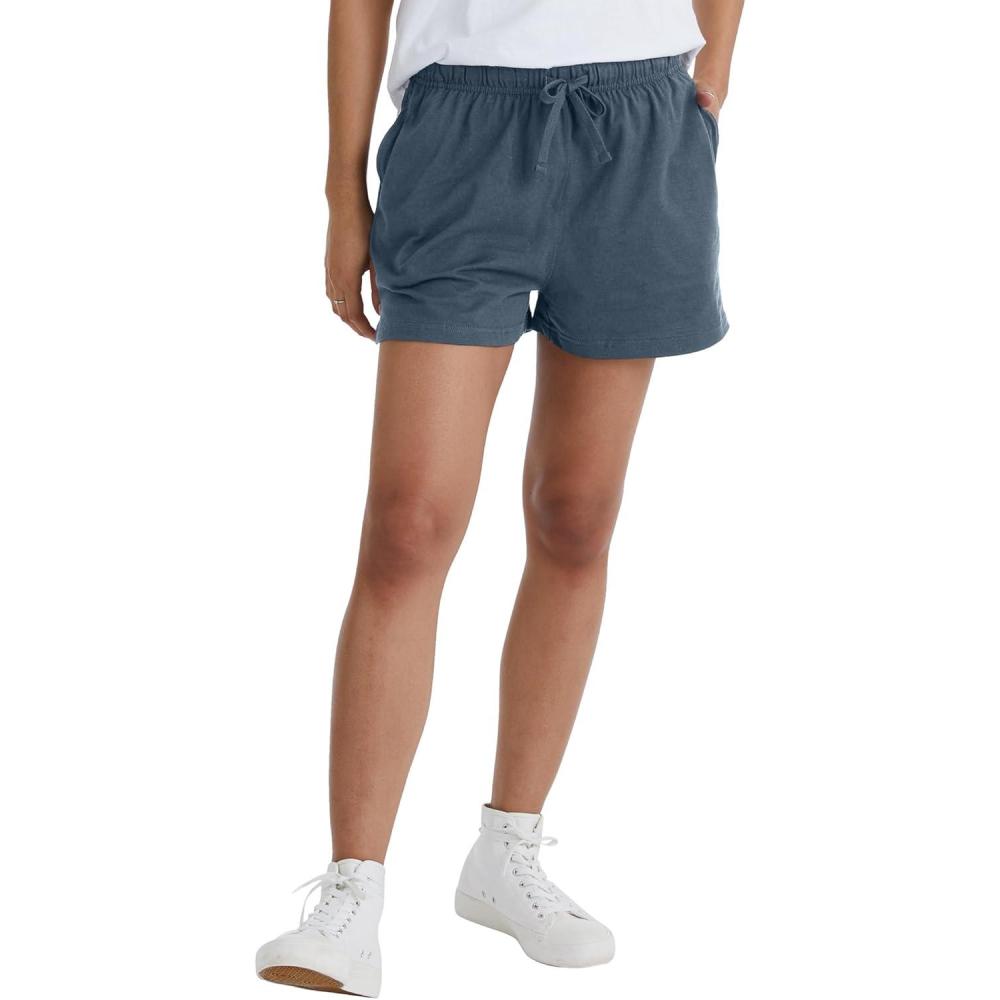 imageHanes Originals Cotton Jersey Gym Shorts for Women 25quot PlusTrekking Grey