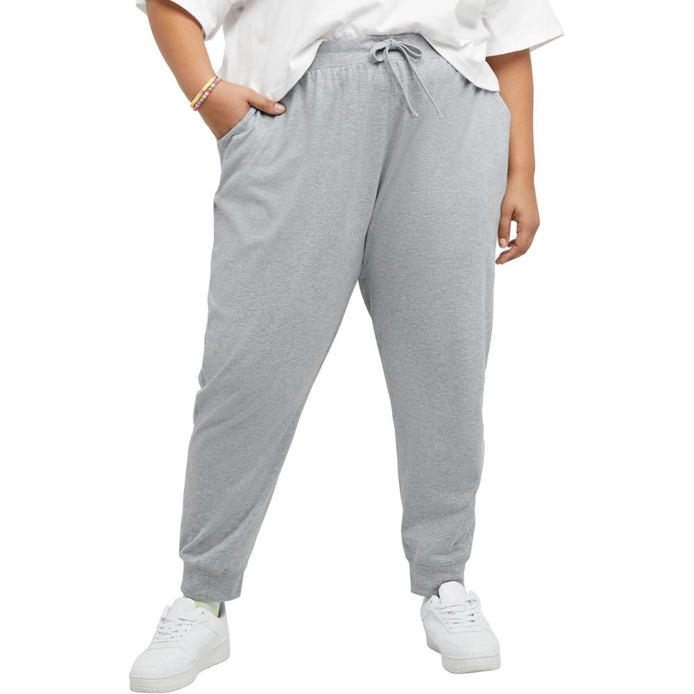 imageHanes Originals Joggers 100 Cotton Jersey Sweatpants for Women 29quot InseamLight Steel