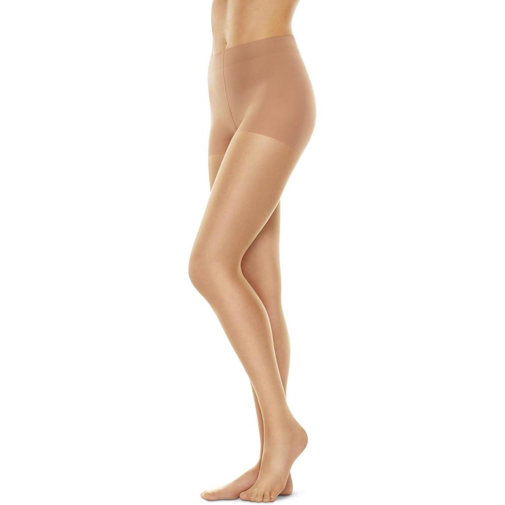 imageHanes Perfect Nudes Womens Ultra Sheer Flawless Foundation Finish for Legs Control Top Sheer Toe Run Resistant PantyhoseBuff