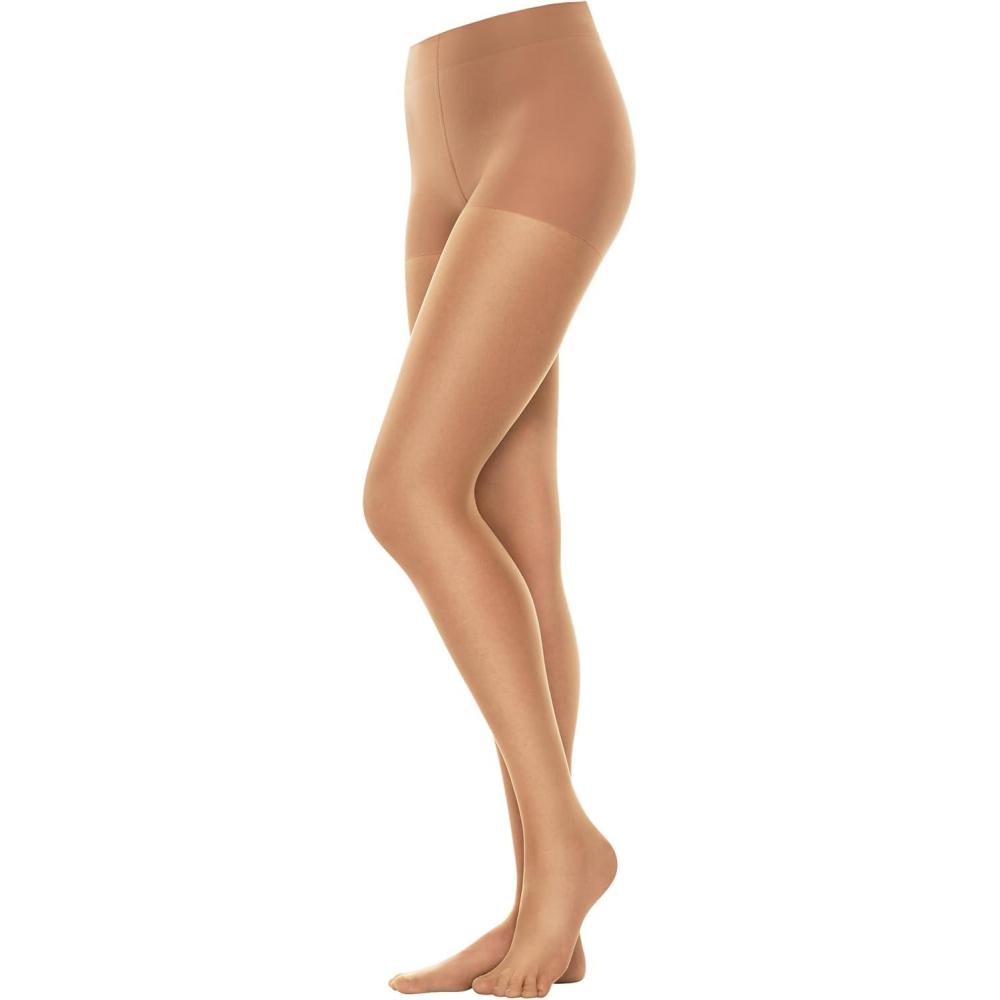imageHanes Perfect Nudes Womens Ultra Sheer Flawless Foundation Finish for Legs Control Top Sheer Toe Run Resistant PantyhoseCaramel