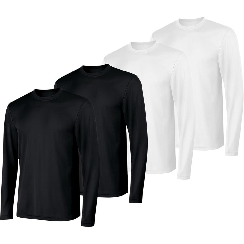 imageHanes Sport Mens LongSleeve TShirt Pack Cool DRI MoistureWicking Performance TShirts Performance Tee 2PackBlackWhite 4 Pack