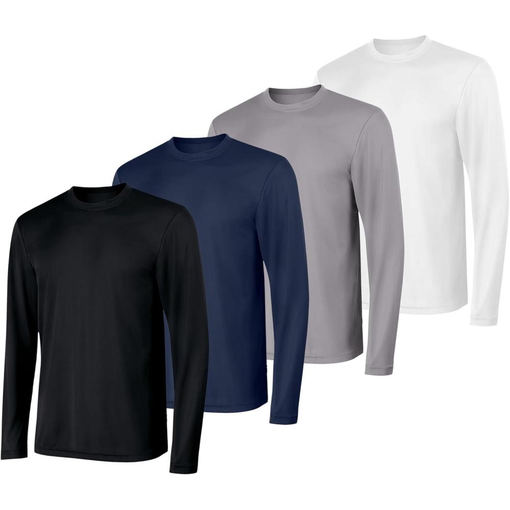 imageHanes Sport Mens LongSleeve TShirt Pack Cool DRI MoistureWicking Performance TShirts Performance Tee 2PackBlackWhiteNavyGrey 4 Pack