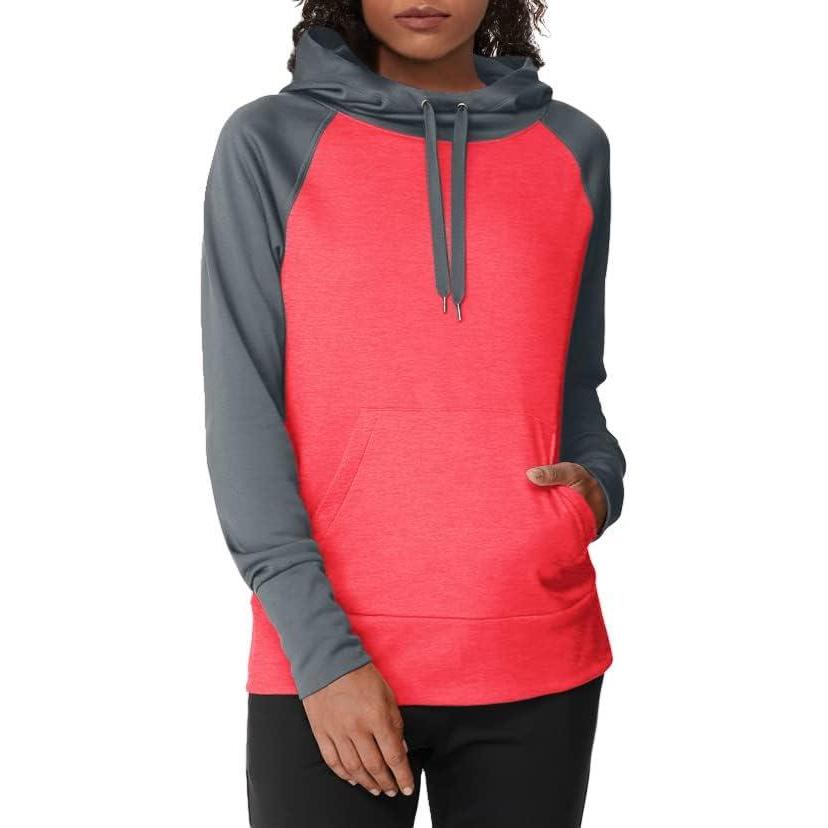 imageHanes Sport Womens Performance Fleece Pullover HoodieDada Grey SolidRazzle Pink Heather