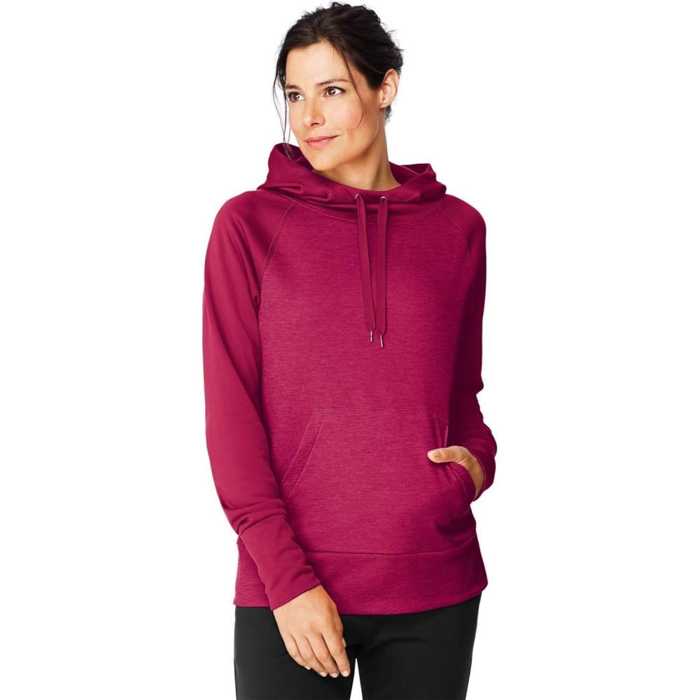 imageHanes Sport Womens Performance Fleece Pullover HoodieFresh Berry SolidFresh Berry Heather