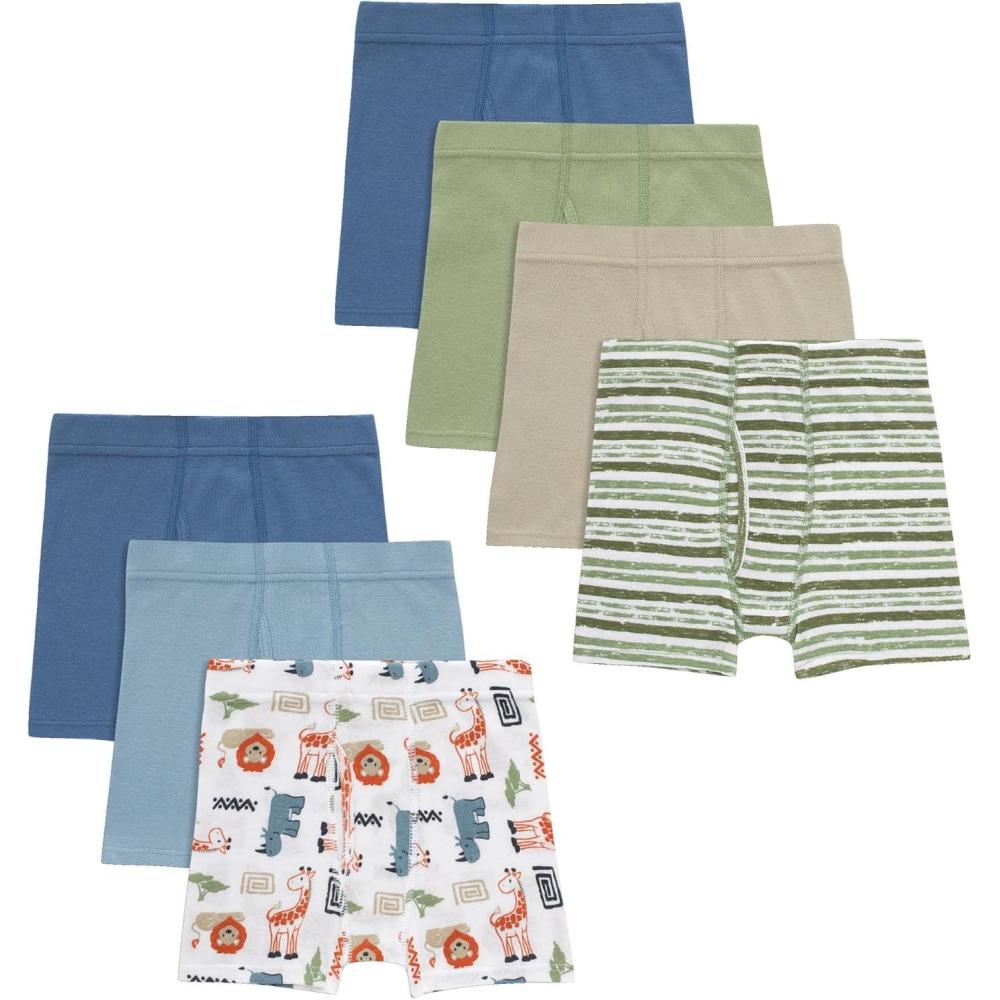 imageHanes Toddler Boys Organic Cotton Underwear Pure Comfort 100 Cotton Boxer Briefs Available 10 ampamp 7 PackBlue  White  Green  Beige