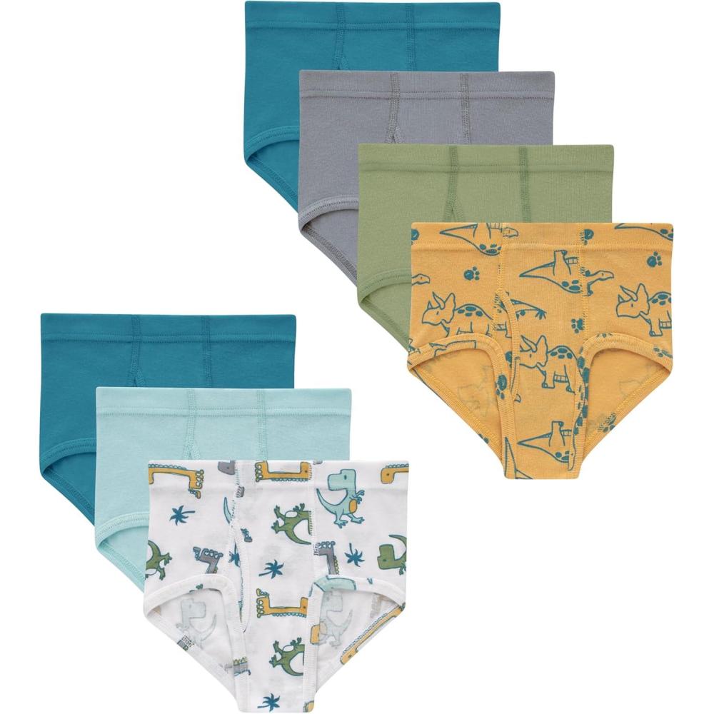 imageHanes Toddler Boys Organic Cotton Underwear Pure Comfort 100 Cotton Boxer Briefs Available 10 ampamp 7 PackGreen White Gold Seafoam