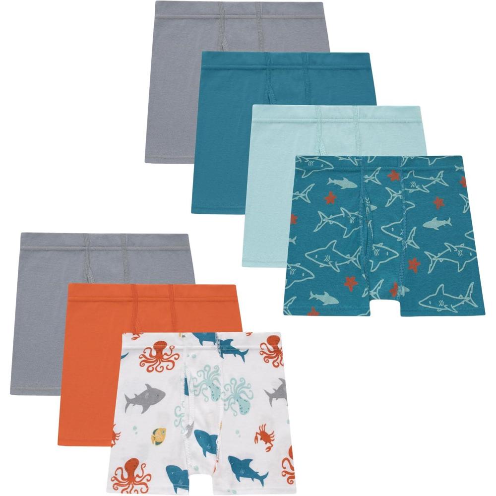 imageHanes Toddler Boys Organic Cotton Underwear Pure Comfort 100 Cotton Boxer Briefs Available 10 ampamp 7 PackTan White Seafoam