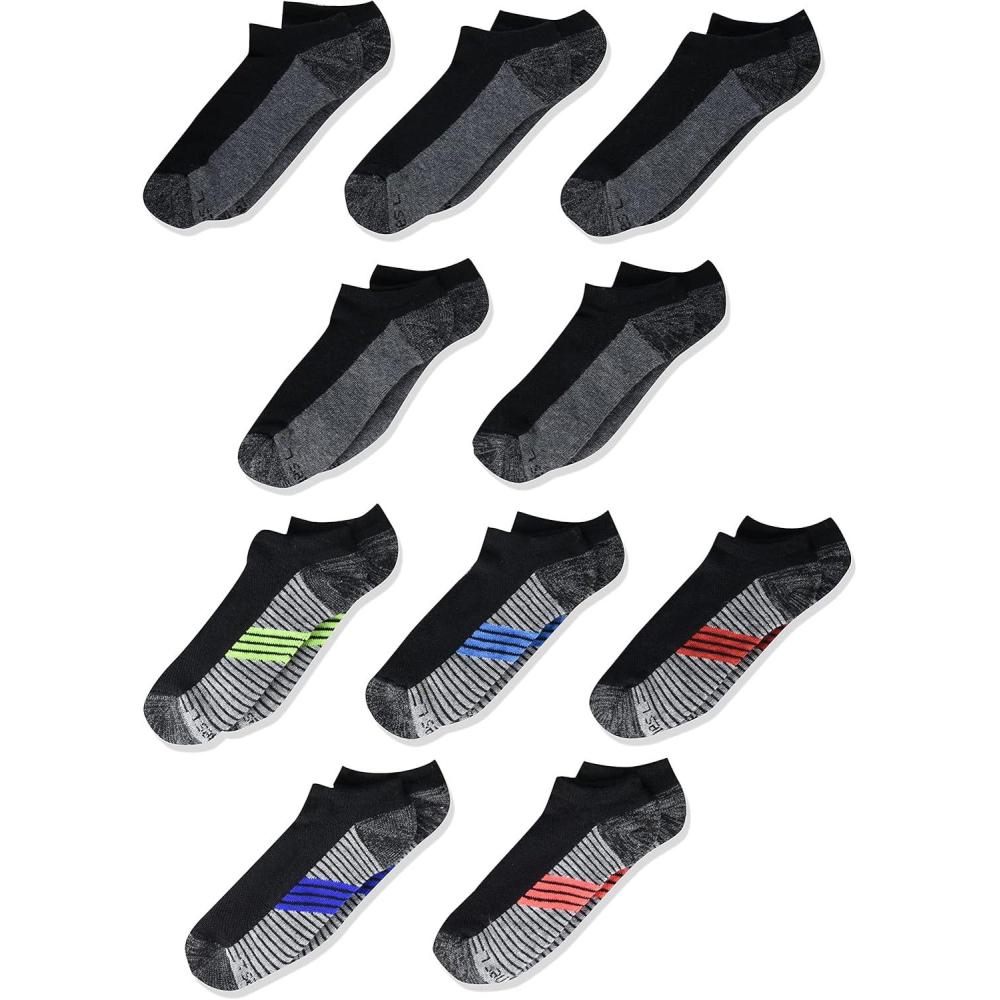 imageHanes Ultimate Boys Ankle and No Show Performance Sport Socks 10Pair PacksNo Show BlackGrey Bottom 10 Pack