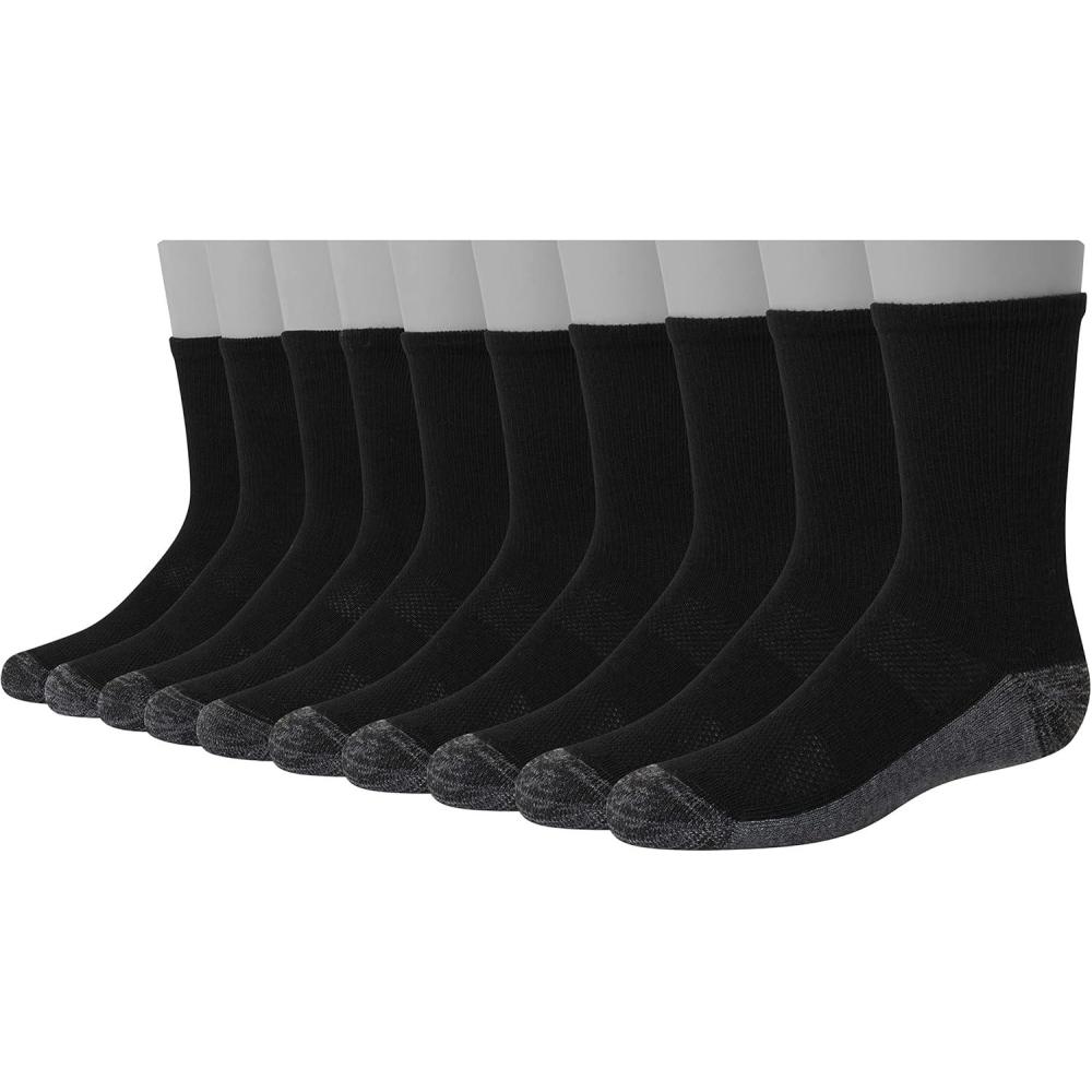 imageHanes Ultimate Boys Crew Performance Sport Socks 10Pair PacksBlackGrey Bottom