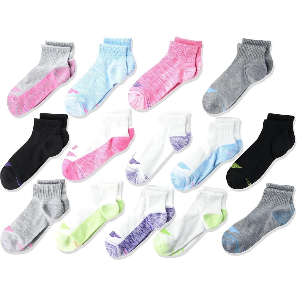 imageHanes Ultimate Girls Cool Comfort 14Pair Ankle SocksAssorted