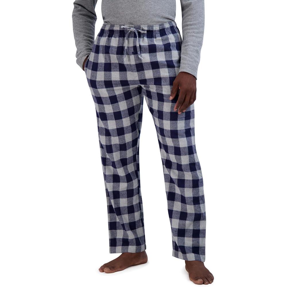 imageHanes Ultimate Mens Flannel Pajama Pants Plaid Cotton Loungewear Pj Bottoms with Pockets Extended SizesNavy Buffalo
