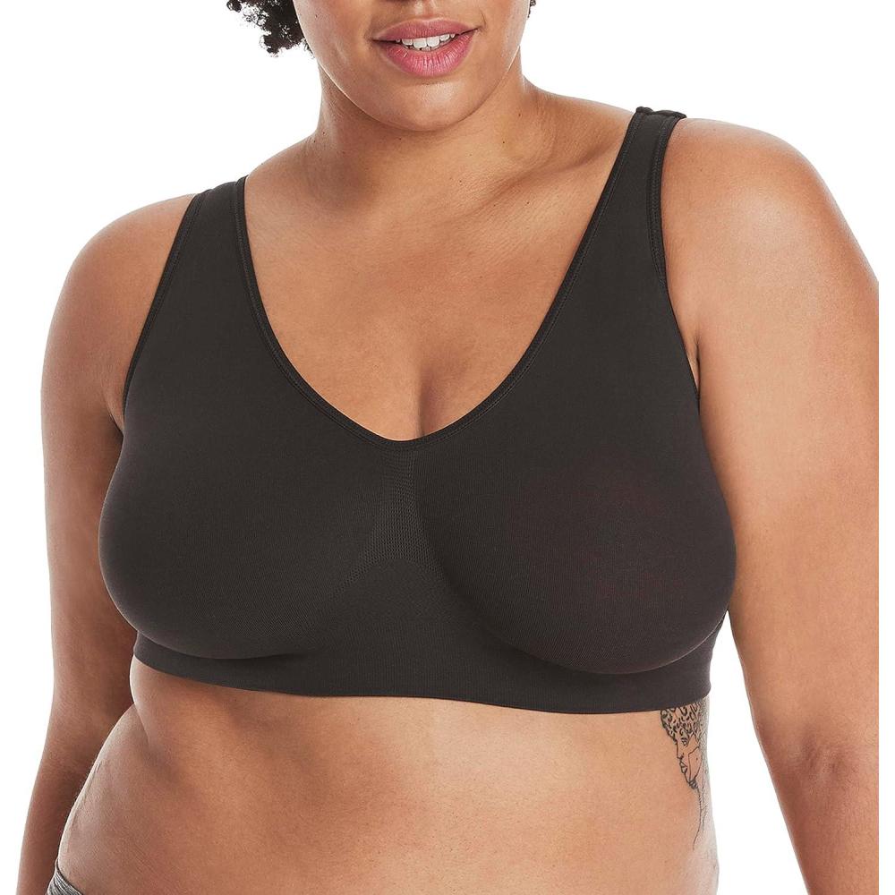 imageHanes Womens Cozy Wireless Bra FullCoverage Pullover Bra Seamless TShirt BraBlack