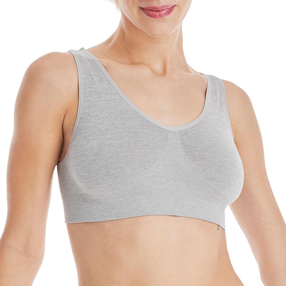 imageHanes Womens Cozy Wireless Bra FullCoverage Pullover Bra Seamless TShirt BraLight Grey Heather
