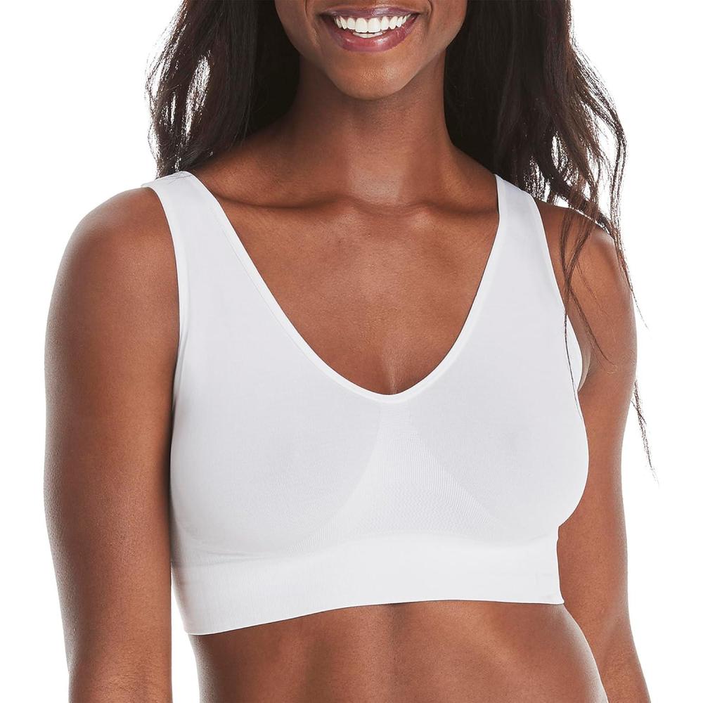 imageHanes Womens Cozy Wireless Bra FullCoverage Pullover Bra Seamless TShirt BraWhite