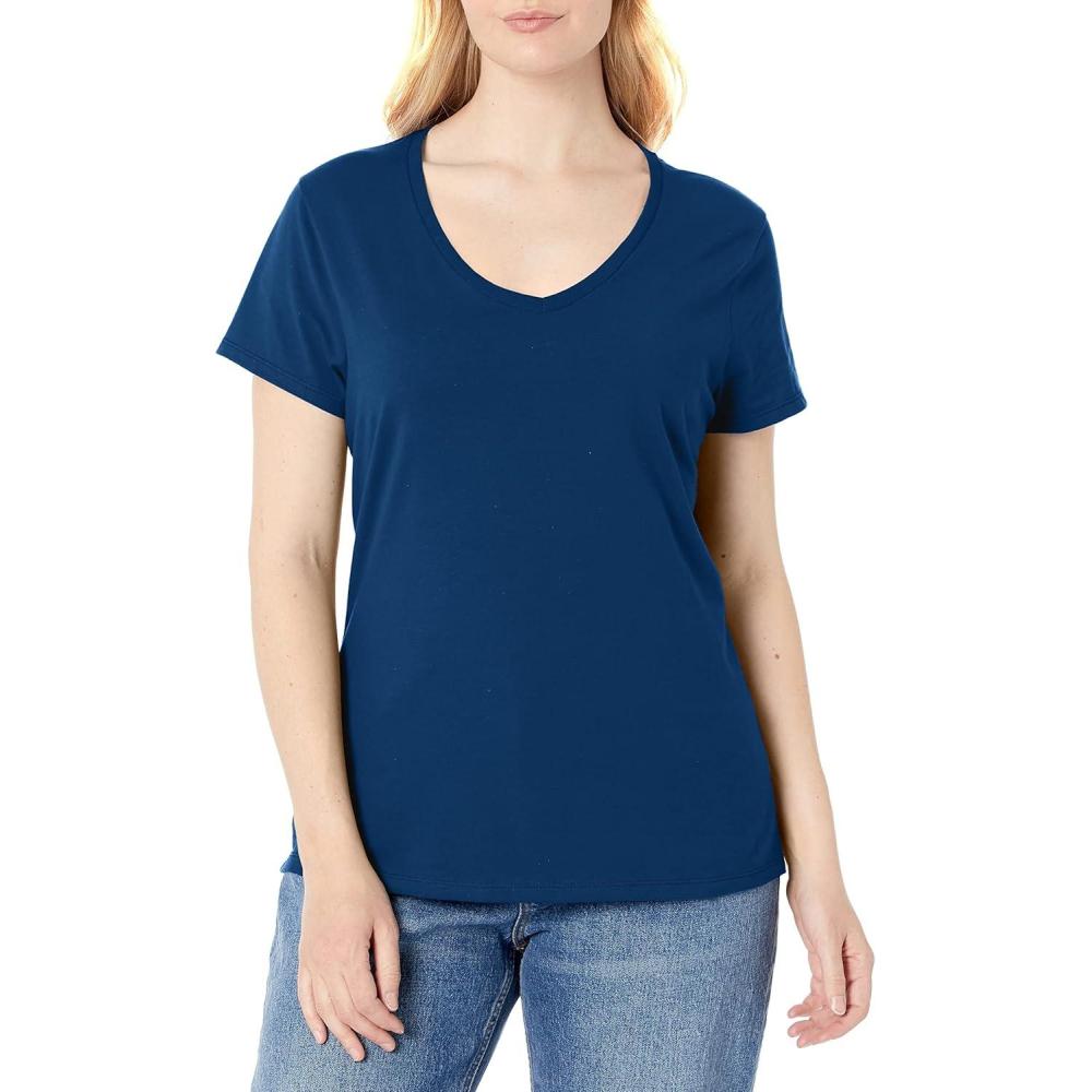 imageHanes Womens Nano Premium Cotton VNeck TShirt PackNavy 1 Pack