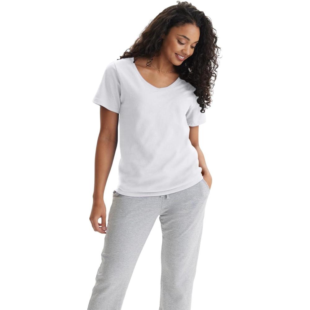 imageHanes Womens Nano Premium Cotton VNeck TShirt PackWhite 1 Pack