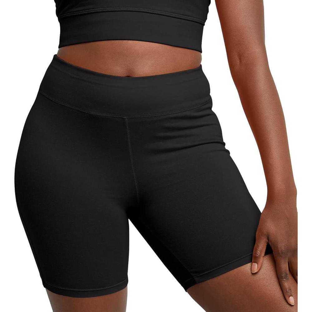 imageHanes Womens Stretch Jersey Bike Shorts Womens Cotton Sports Shorts 7quot InseamBlack