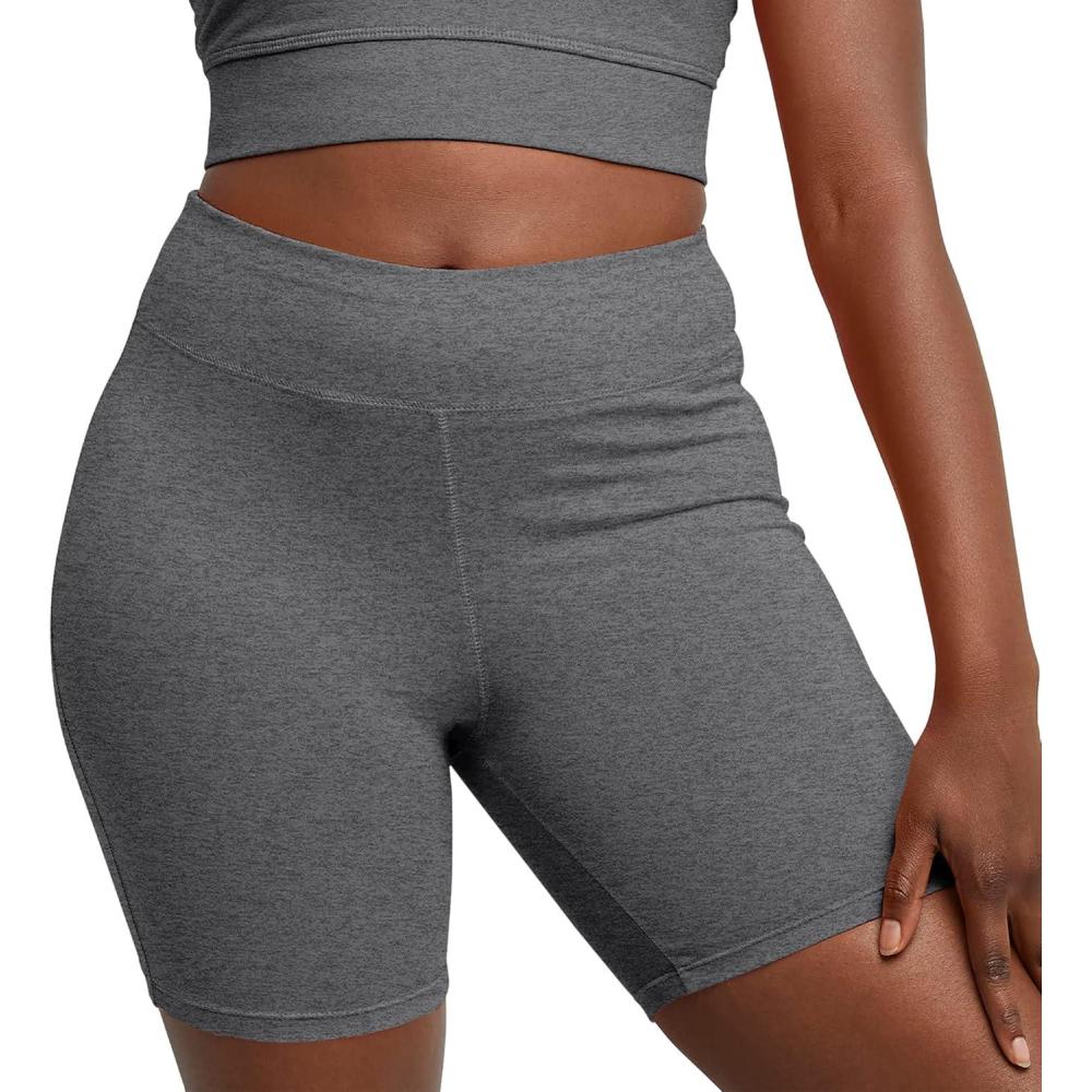 imageHanes Womens Stretch Jersey Bike Shorts Womens Cotton Sports Shorts 7quot InseamCharcoal Heather