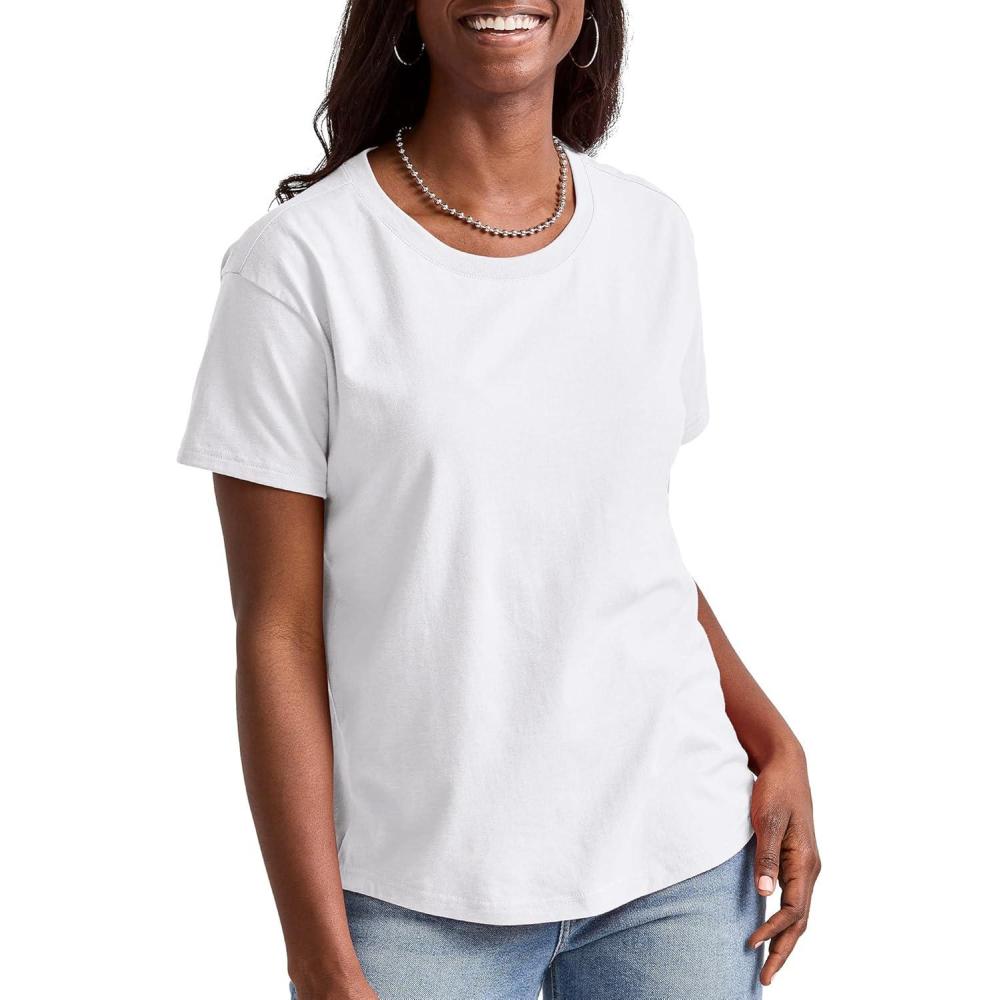 imageHanes Womens TriBlend Relaxed Fit TShirt Oversized Lightweight Tee Available in Plus SizeEco White