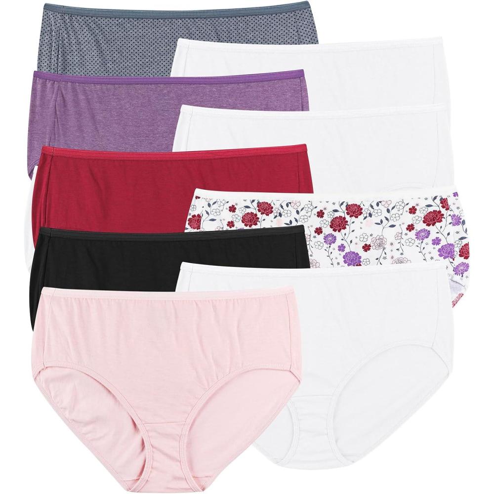 imageHanes Womens Underwear Brief Pack 10Pack FullCoverage Brief Panties MoistureWicking Underwear for WomenAssorted