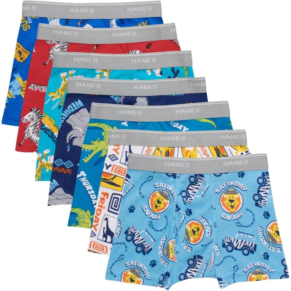 imageHanes boys Hanes Boys and Toddler Underwear Comfort Flex Wb Boxer Briefs 10packDays of Week Assorted 7 Pack