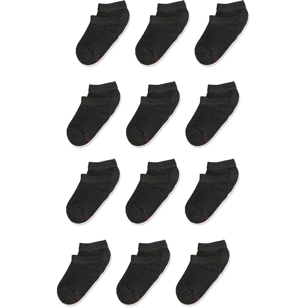 imageHanes boys Socks Double Tough Cushioned Ankle and No Show 12pair PacksNo Show Black 12 Pack
