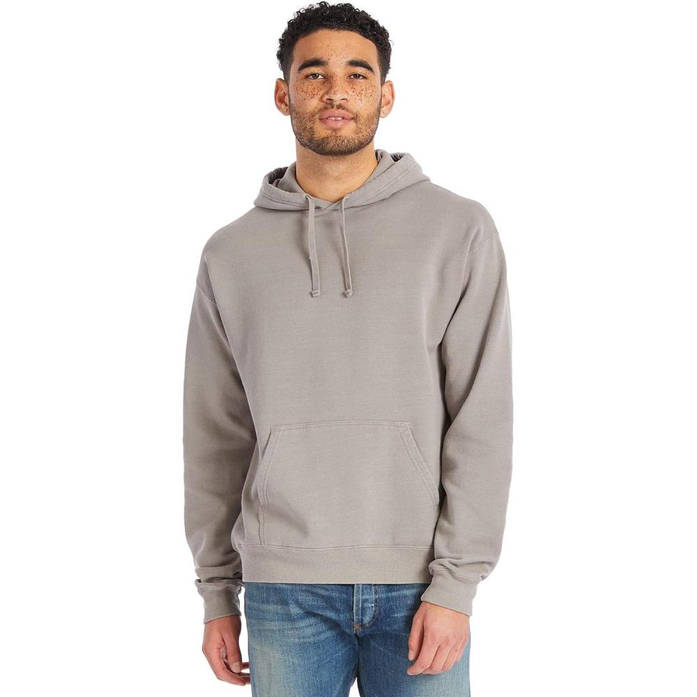imageHanes mens Originals Fleece Hoodie Garment Dyed Hooded Sweatshirt Unisex Fleece PulloverConcrete Gray