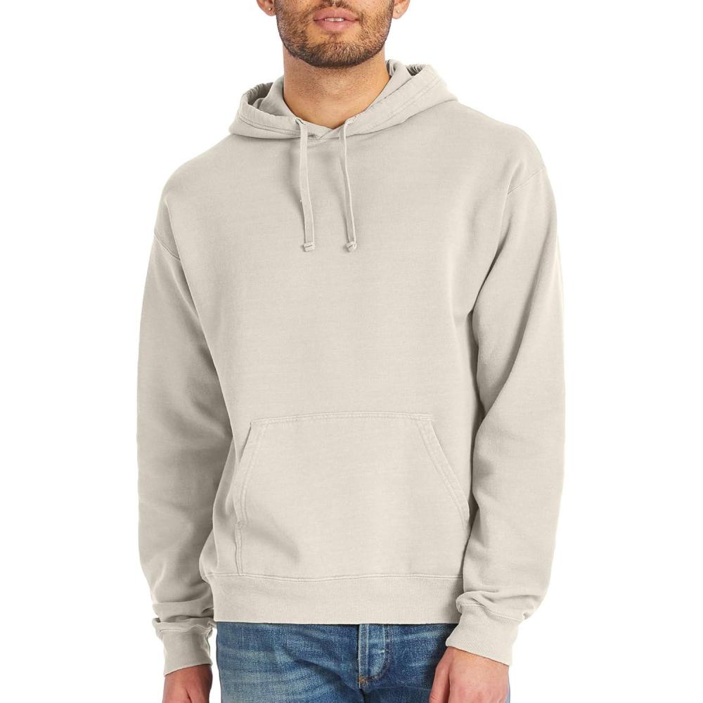 imageHanes mens Originals Fleece Hoodie Garment Dyed Hooded Sweatshirt Unisex Fleece PulloverParchment
