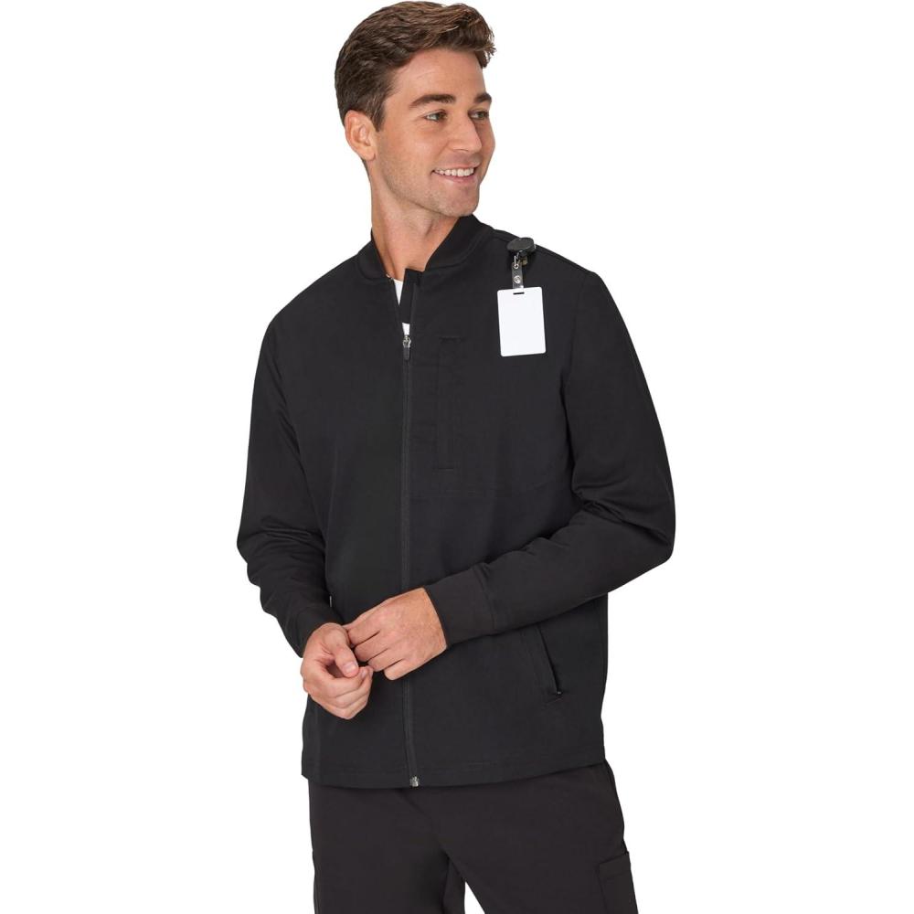 imageHanes mens Scrubs Healthcare Jacket Zipup Scrub Jacket for Men Moisturewicking ampamp Odor ControlNew Ebony